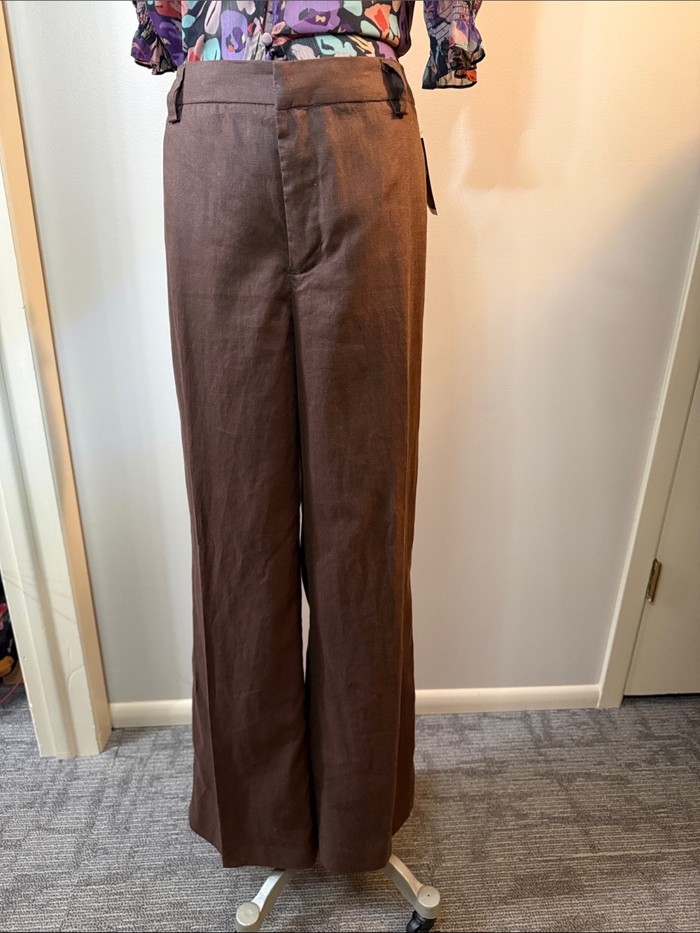 Merona Brown Wide-Leg Linen-Blend Pants